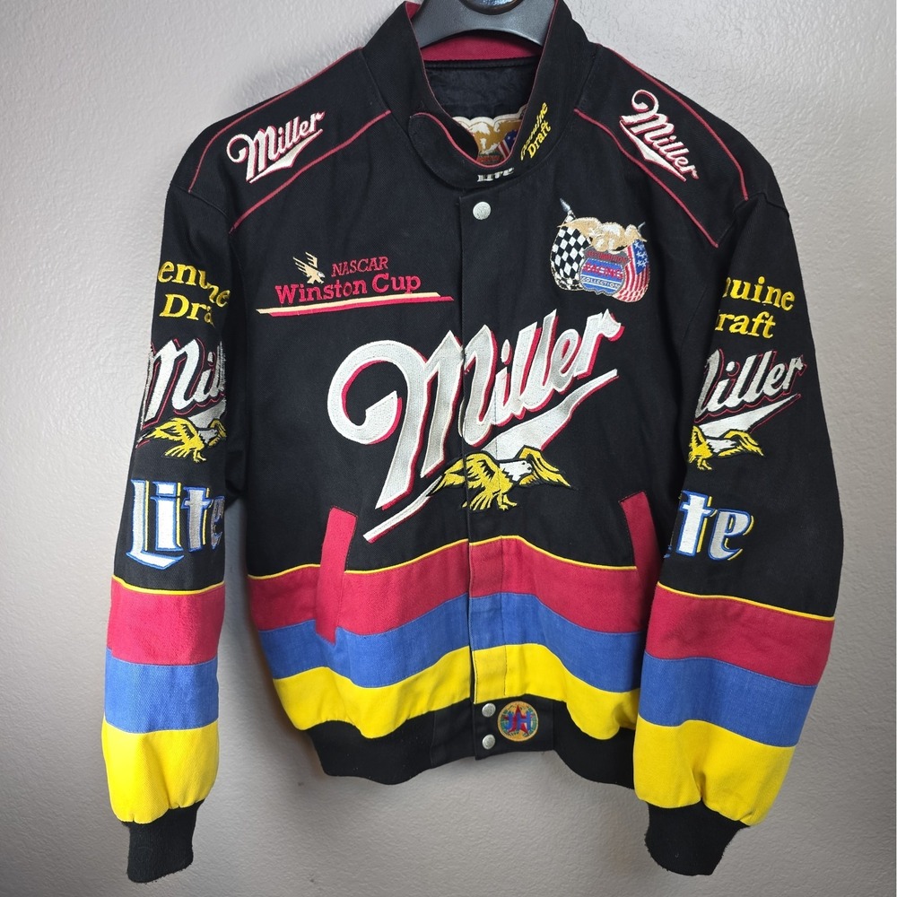 Nascar Racing Miller Lite Beer RARE Promo Jeff Hamilton Jacket Coat S VINTAGE